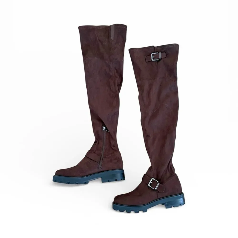 Marc Fisher Ganven Lug Sole OTK Brown Suede Boots – Sz 9M